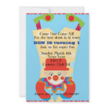 Circus Clow upside down birthday invitation