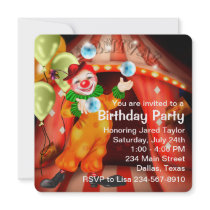 Circus Clown Birthday Party Invitations