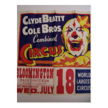 Circus, 'Clyde Beatty and Cole Bros' Retro Theatre Post Card