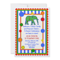 Circus Elephant Birthday Invitation- Primary