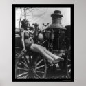 Circus Lady Sitting on a Fire Engine 1924 posters