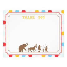 Circus Party Flat Thank You Note Custom Invitations