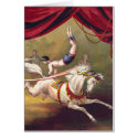 Circus poster showing acrobat performing on horse cards