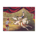 Circus poster showing acrobat performing on horse postcards