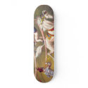 Circus poster showing acrobat performing on horse skateboards