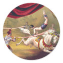 Circus poster showing acrobat performing on horse stickers