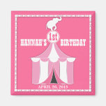 Circus Tent & Elephant Girls Birthday Party Magnet