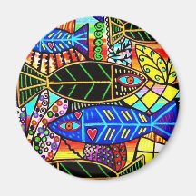 Citrine Coral Fish Fridge Magnet