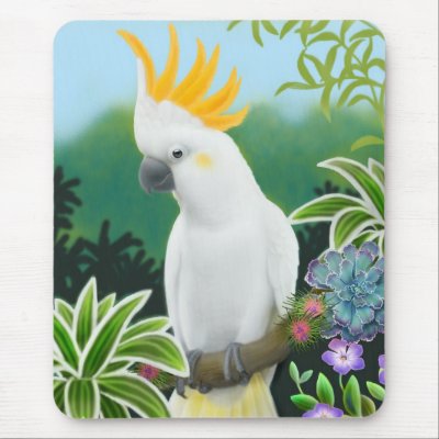 Citron Cockatoo Mousepad by twopurringcats