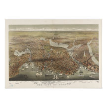City of Boston Massachusetts 1873 Custom Invitations
