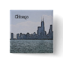 City of Chicago & Lake Michigan Sketch Buttons