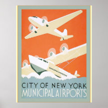 City of New York Municipal Airports~ Vintage Print