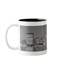 City skyline at night mugs