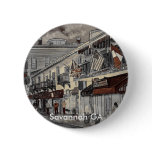 Cityscape architecture historical art, Savannah GA buttons