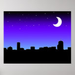 Cityscape at Night Poster posters