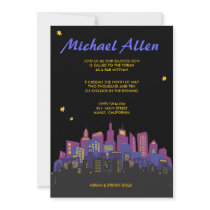CITYSCAPE Bar Bat Mitzvah Invitation Invite