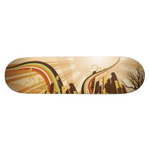 Cityscape illustration custom skate board