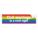Civil marriage is a civil right Bumper Sticker bumper stickers