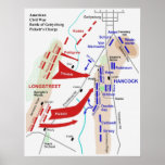 Civil War Battle of Gettysburg Picketts Charge Map posters