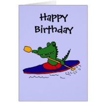CJ- Funny Gator Kayaking Greeting Card
