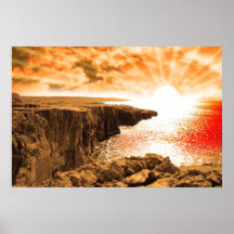 clare cliff edge view sunset poster