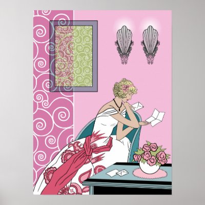 Fashion  Design on Clarice S Letter   Art Deco Fashion Design Poster   Zazzle Co Uk