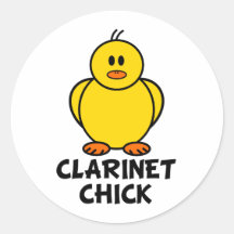 Clarinet Chick Round Stickers