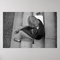 Clarinet Girl Player on Steps with Tuner and Music Posters