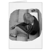 Clarinet Girl Player Steps with Tuner and Music Greeting Card