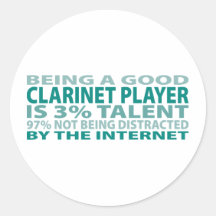 Clarinet Player 3% Talent Round Sticker