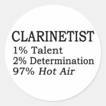 Clarinetist Hot Air Round Sticker