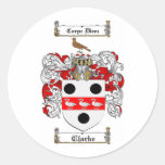 CLARKE FAMILY CREST -  CLARKE COAT OF ARMS STICKERS
