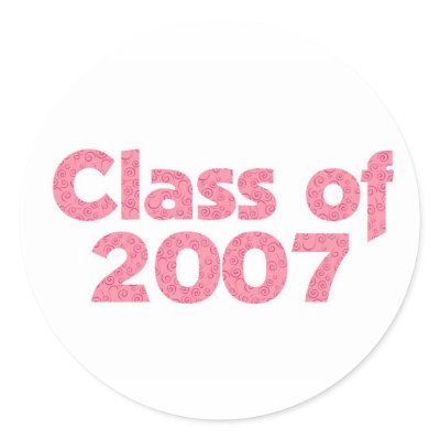 Class of 2007 Pink Round Stickers by dndartstudio
