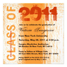 Class of 2011 Graduation Invitation Orange Scratch