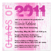 Class of 2011 Graduation Invitation Pink Scratch