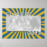 Class of 2012 Cut Out Photo Frame -Blue Gold Burst Poster