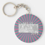 Class of 2012 Cut Out Photo Frame -Pink Teal Burst Keychain