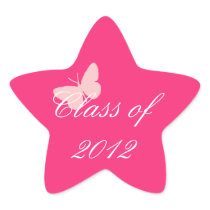 Class of 2012 - Pink Butterfly Star Stickers