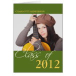 Class of green graduation photo announcement cards