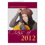 Class of maroon red graduation photo announcement greeting card