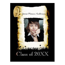 Class of Parchment Scroll Senior Graduation Invite Post Cards