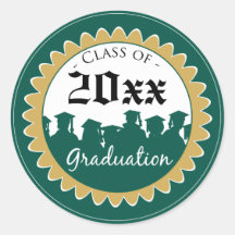 Class of [YEAR] Graduation Invitation Seal: green Round Sticker