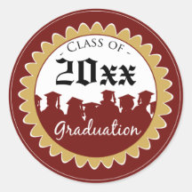Class of [YEAR] Graduation Invitation Seal: red Round Sticker