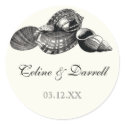 Class Shells Black n Cream Wedding Sticker or Seal