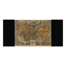 Classic 1531 Antique World Map by Oronce Fine Custom Rack Card