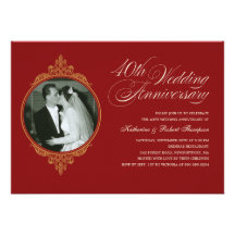 Classic 40th Anniversary Photo Invitations