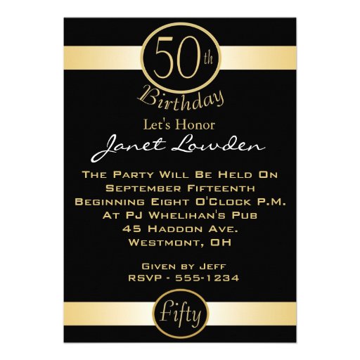 Classic 50th Birthday Party Invitations 13 Cm X 18 Cm Invitation Card | Zazzle