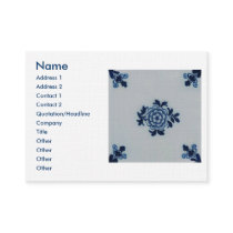 Classic Antiquarian Delft Blue Tile - Floral Motif Business Card Templates