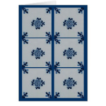 Classic Antiquarian Delft Blue Tile - Floral Motif Card