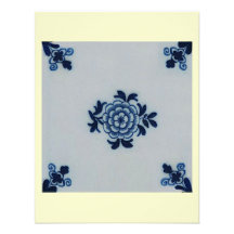 Classic Antiquarian Delft Blue Tile - Floral Motif Custom Invite